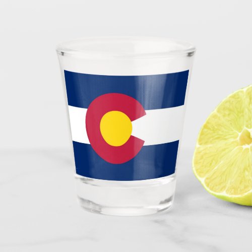 Patriotic shot glass with flag of Colorado USA