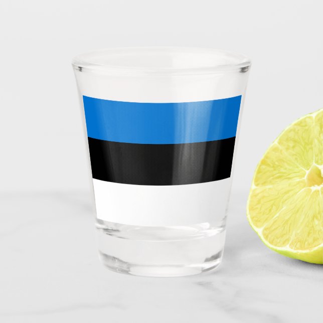 Patriotic shot glass with flag of Estonia (Front)