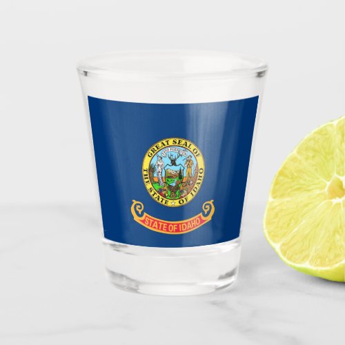 Patriotic shot glass with flag of Idaho