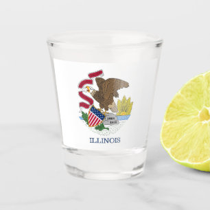 Patriotic shot glass with flag of Illinois