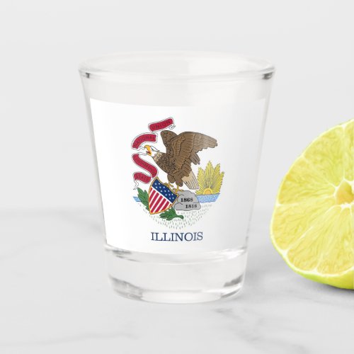 Patriotic shot glass with flag of Illinois