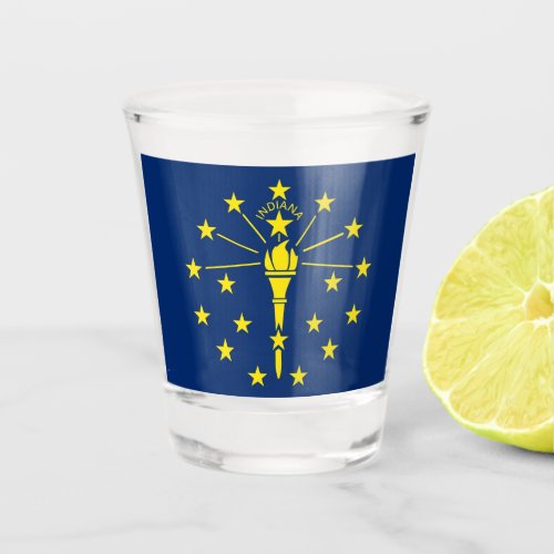 Patriotic shot glass with flag of Indiana