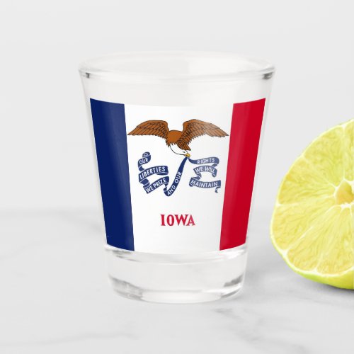 Patriotic shot glass with flag of Iowa