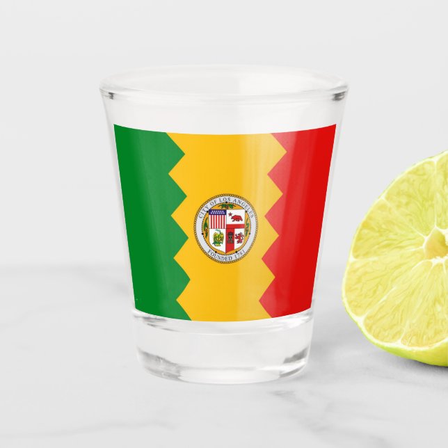 Patriotic shot glass with flag of Los Angeles (Front)