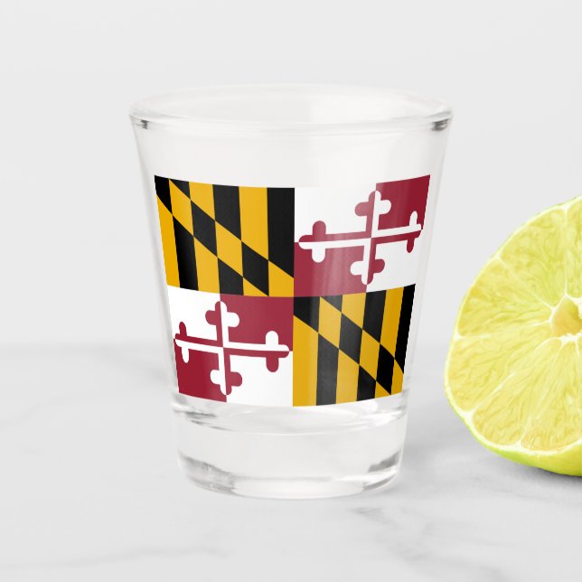 Patriotic shot glass with flag of Maryland (Front)