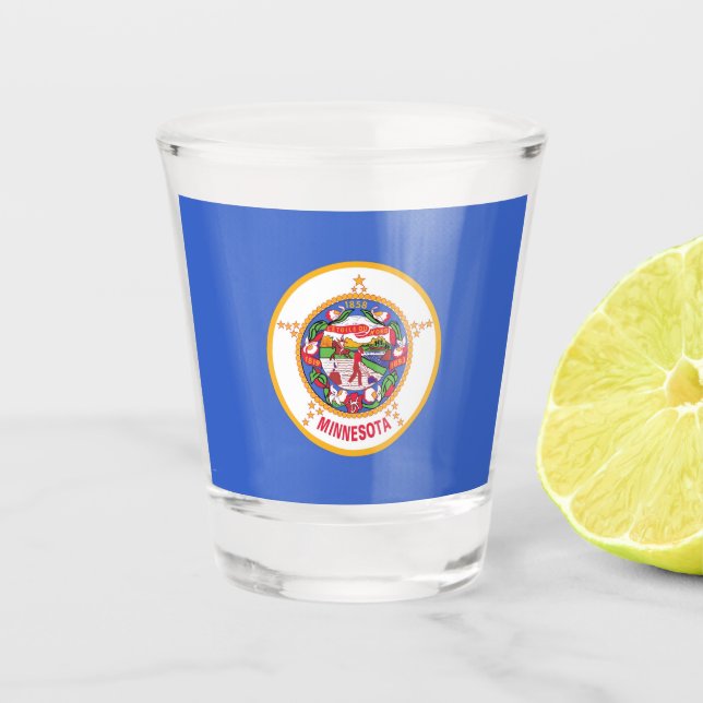 Patriotic shot glass with flag of Minnesota (Front)