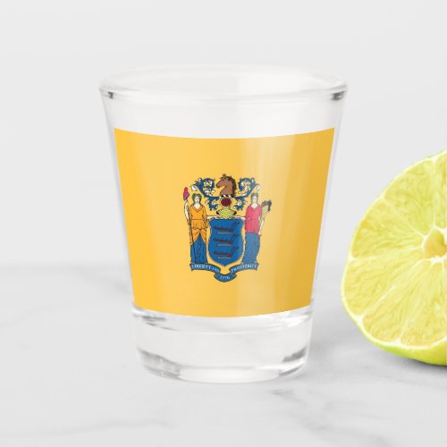 Patriotic shot glass with flag of New Jersey