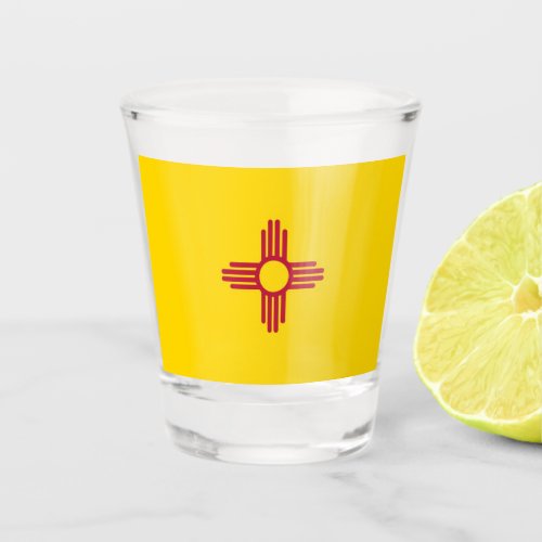 Patriotic shot glass with flag of New Mexico