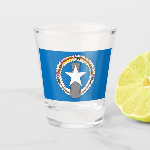 Patriotic shot glass with flag of Northern Mariana