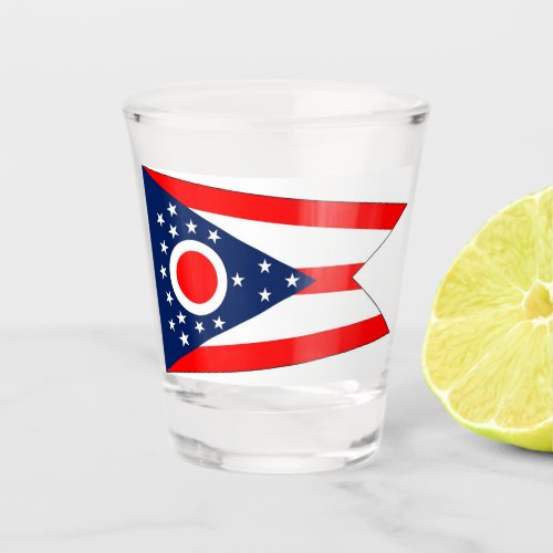 Patriotic shot glass with flag of Ohio