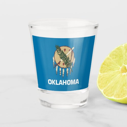 Patriotic shot glass with flag of Oklahoma