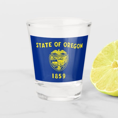 Patriotic shot glass with flag of Oregon