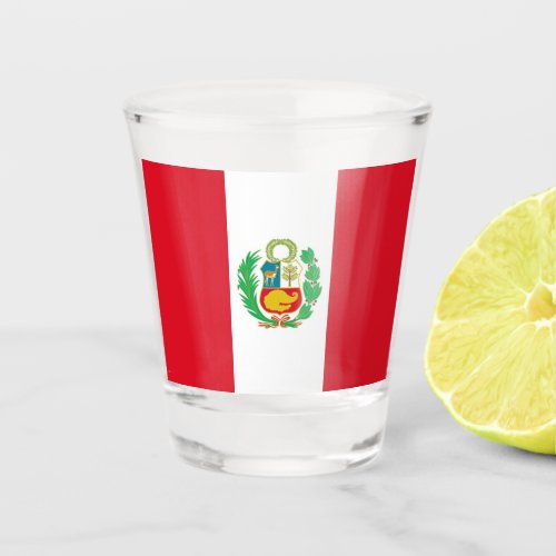 Patriotic shot glass with flag of Peru