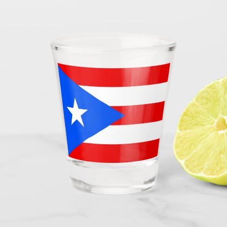 Patriotic Shot Glass With Flag Of Puerto Rico