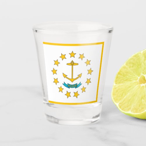 Patriotic shot glass with flag of Rhode Island