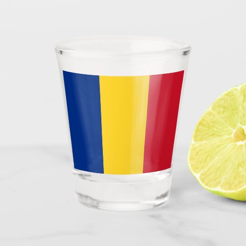 Patriotic shot glass with flag of Romania