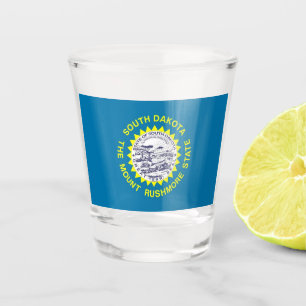 Patriotic shot glass with flag of South Dakota