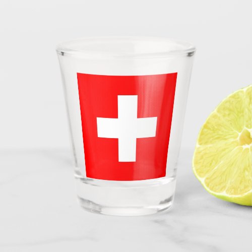 Patriotic shot glass with flag of Switzerland