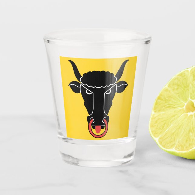 Patriotic shot glass with flag of Uri, Swiss (Front)