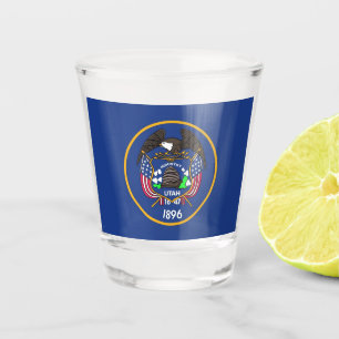 Patriotic shot glass with flag of Utah