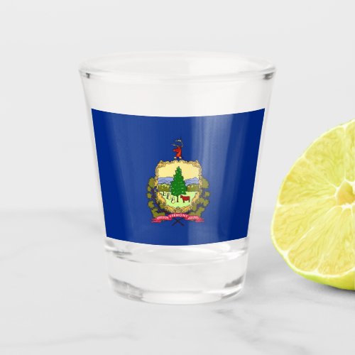 Patriotic shot glass with flag of Vermont