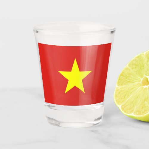 Patriotic shot glass with flag of Vietnam