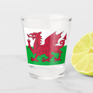 Patriotic shot glass with flag of Wales