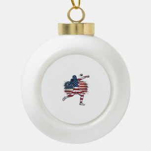 Patriotic Shot Put Athlete Vintage Engraving Desig Ceramic Ball Christmas Ornament