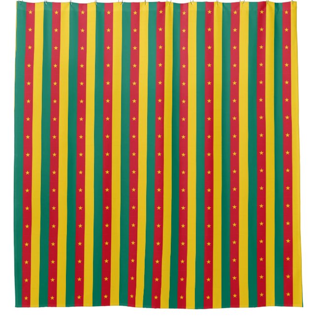 Patriotic Shower Curtain with Flag of Cameroon (Front)