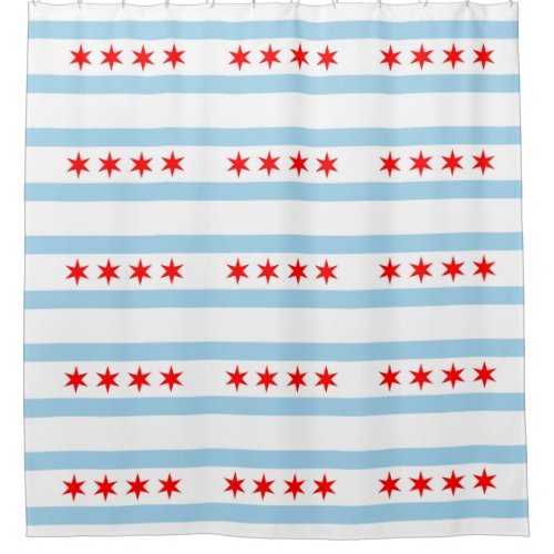 Patriotic Shower Curtain with Flag of Chicago USA