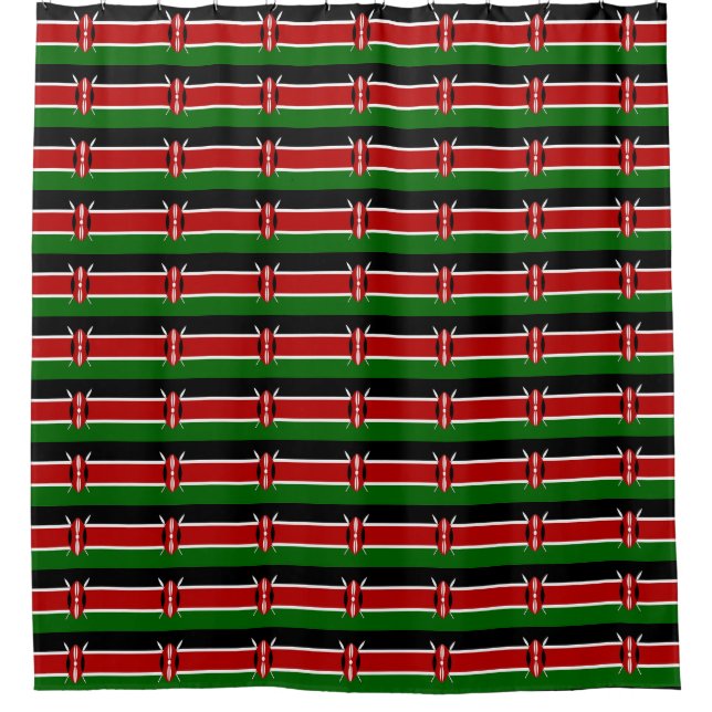 Patriotic Shower Curtain with Flag of Kenya (Front)