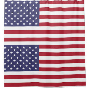 Patriotic Shower Curtain with Flag of USA