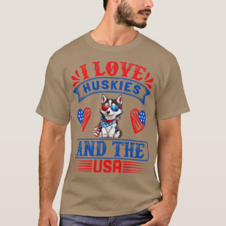 Patriotic Siberian Husky Dog 2 T-Shirt