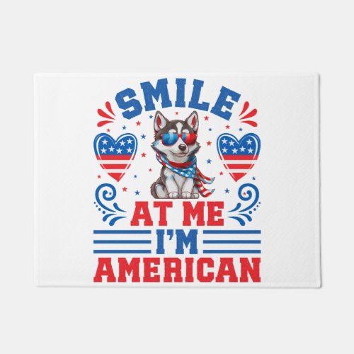 Patriotic Siberian Husky Dog for 4th Of July Doormat