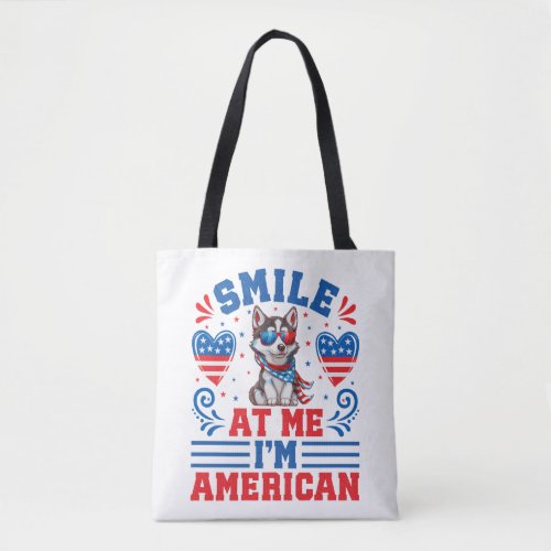 Patriotic Siberian Husky Dog for 4th Of July Tote Bag