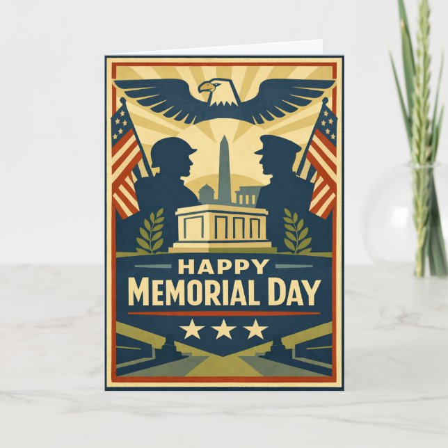 Patriotic Silhouettes Memorial Day Card (Front)