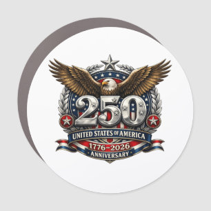 Patriotic Silver Semiquincentennial Emblem Car Magnet
