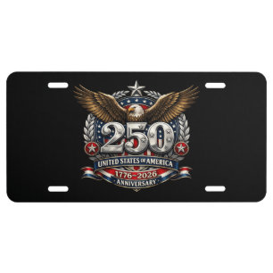 Patriotic Silver Semiquincentennial Emblem License Plate