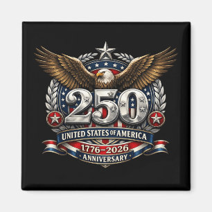 Patriotic Silver Semiquincentennial Emblem Magnet
