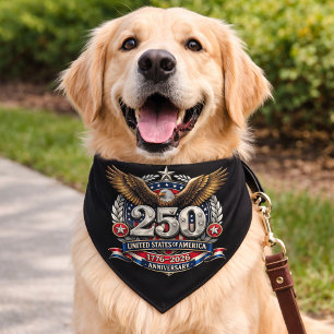 Patriotic Silver Semiquincentennial Emblem Pet Bandana Collar