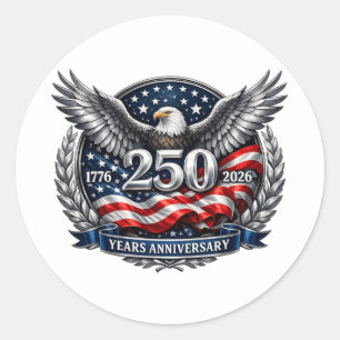 Patriotic Silver Wings of Freedom Classic Round Sticker