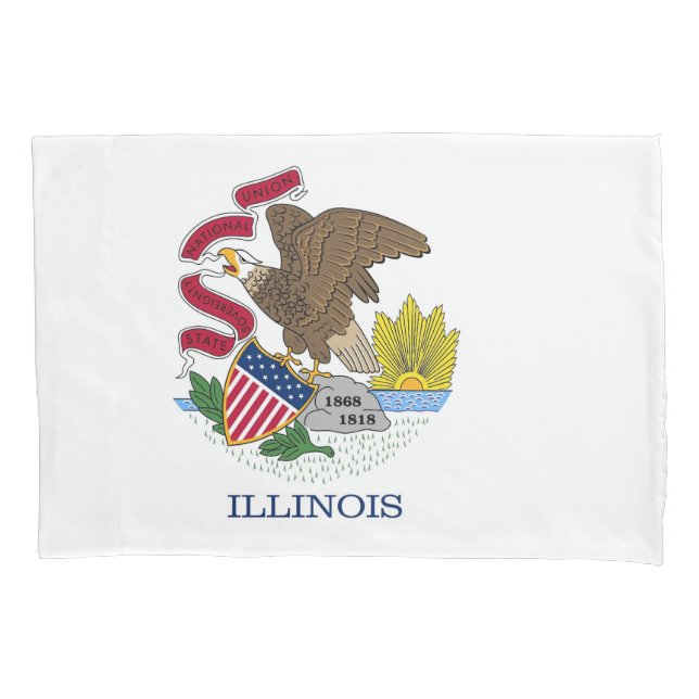 Patriotic Single Pillowcase flag of Illinois, USA (Front)