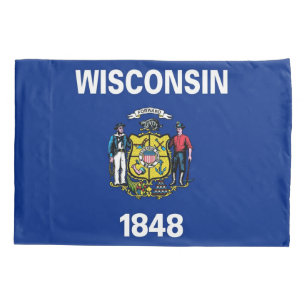 Patriotic Single Pillowcase flag of Wisconsin, USA