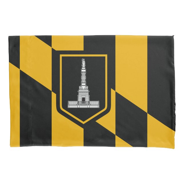 Patriotic Single Pillowcase with flag of Baltimore (Front)