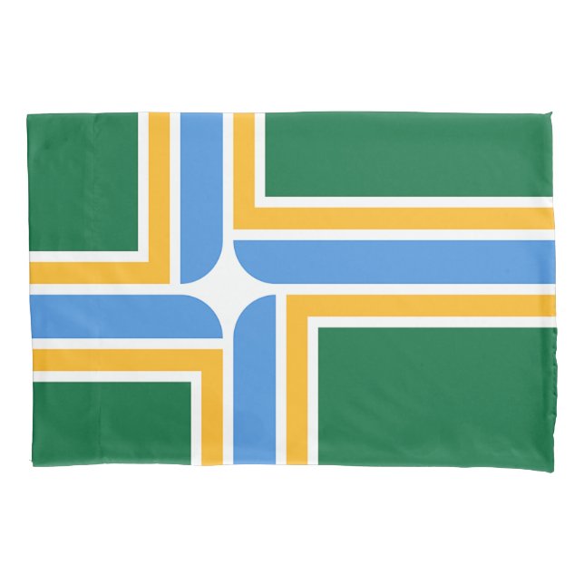 Patriotic Single Pillowcase with flag of Portland (Front)
