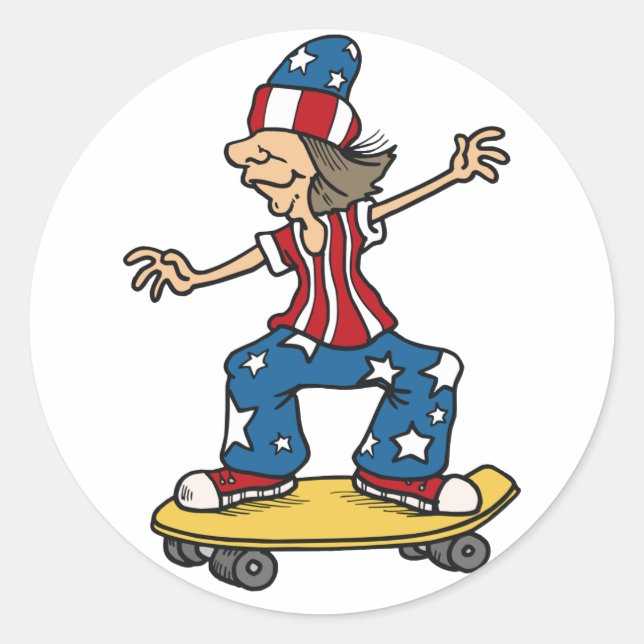 Patriotic Skateboarder stickers (Front)