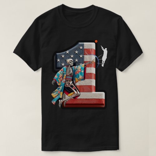 Patriotic Skeleton Basketball Slam in Kimono T_Shirt