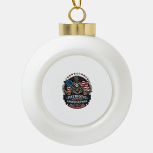 Patriotic Skeleton Cowboy Dark Patriot Skeleton & Ceramic Ball Christmas Ornament