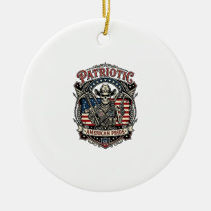 Patriotic Skeleton Cowboy Dark Patriot Skeleton & Ceramic Ornament