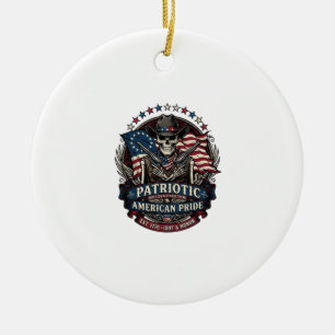 Patriotic Skeleton Cowboy Dark Patriot Skeleton & Ceramic Ornament